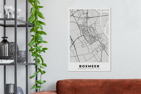 Canvas schilderij 40x60 cm - Wanddecoratie Plattegrond - Kaart - Boxmeer - Stadskaart - Muurdecoratie woonkamer - Slaapkamer decoratie - Kamer accessoires - Schilderijen op canvas