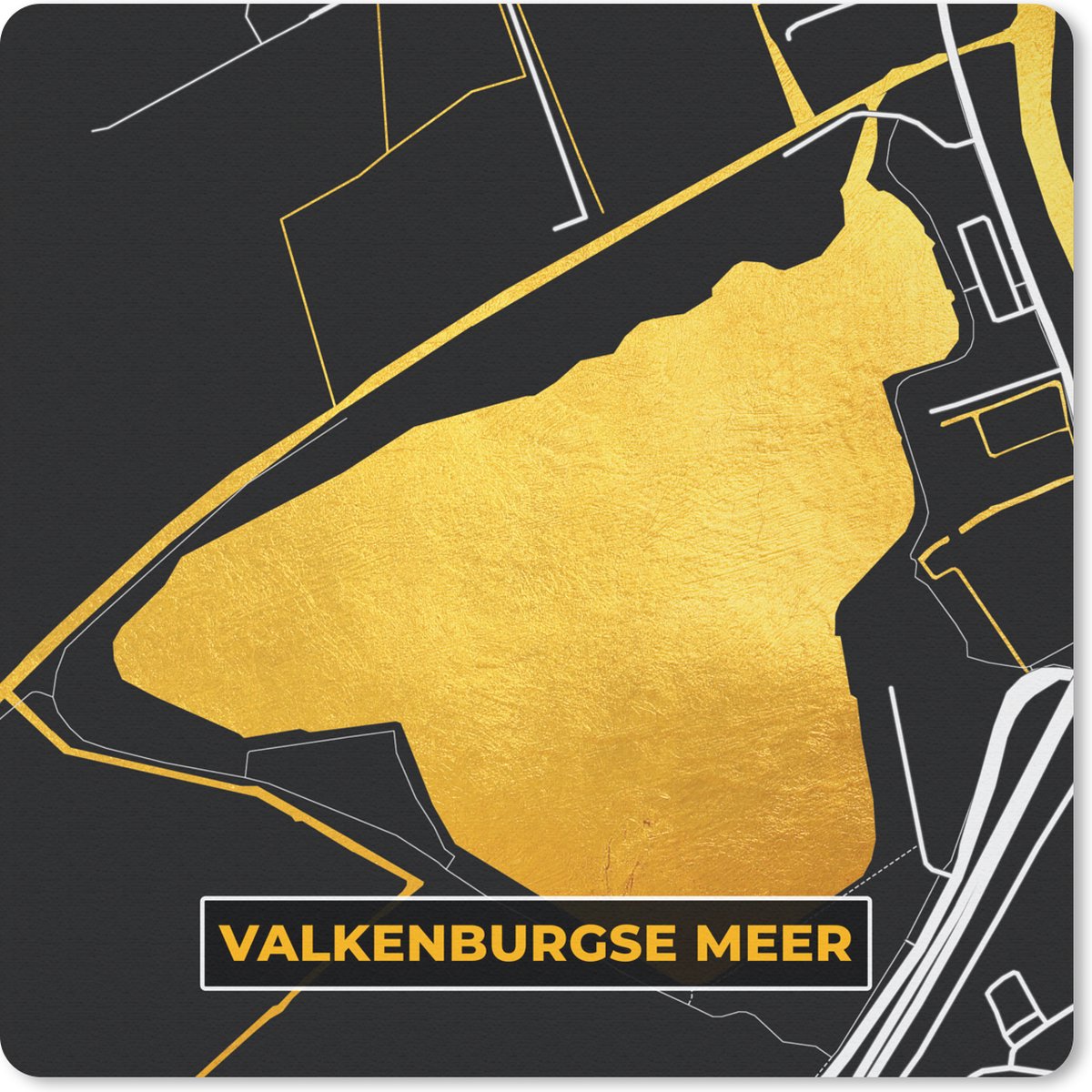 Muismat 30x30 cm - Mousepad Kaart - Plattegrond - Stadskaart - Nederland - Valkenburgse Meer - Muismatten - Stadskaart
