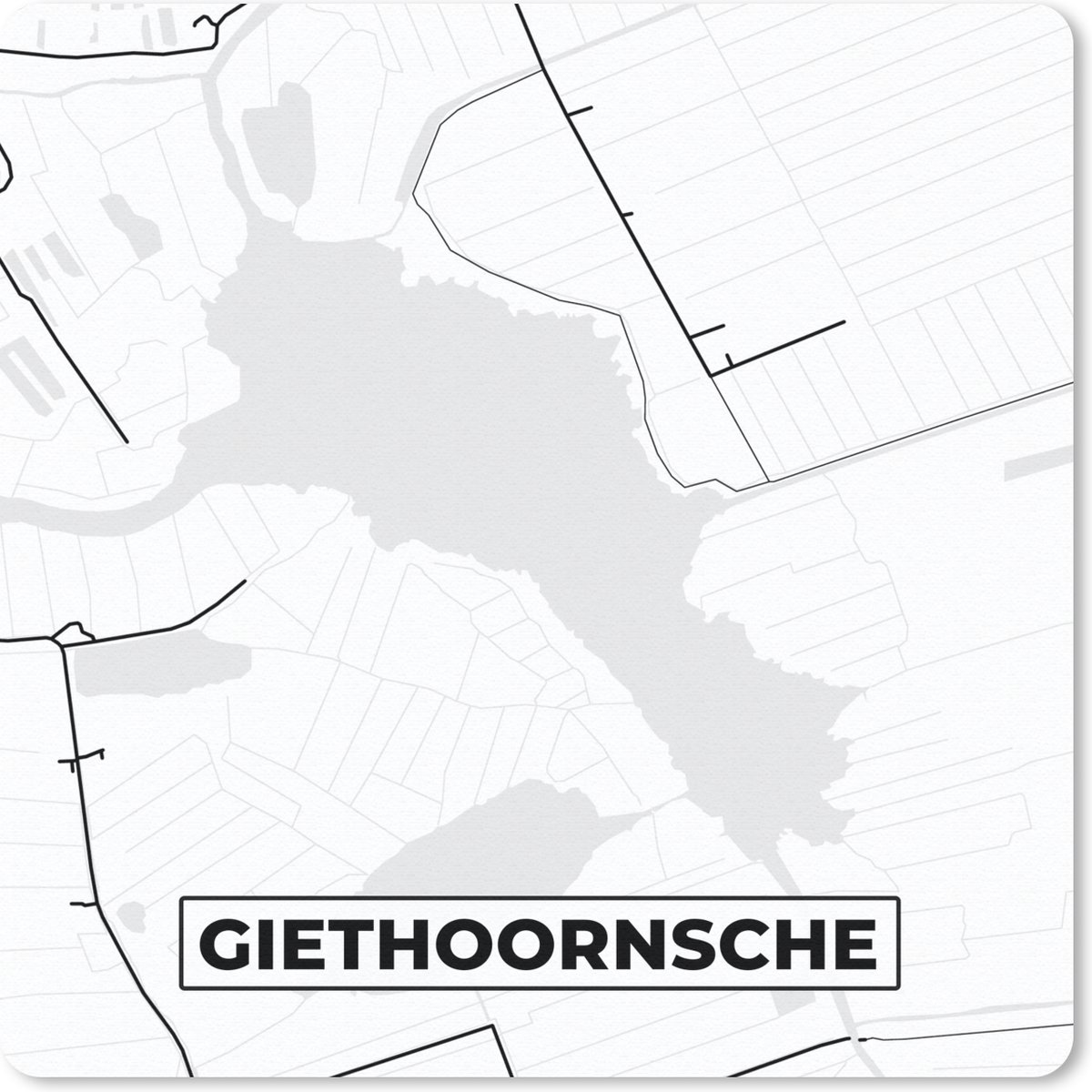 Muismat 30x30 cm - Mousepad Kaart - Giethoornsche - Plattegrond - Stadskaart - Nederland - Muismatten - Stadskaart