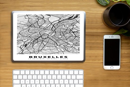 Autocollant pour ordinateur portable - 11,6 pouces - Carte - Bruxelles - Zwart Wit - Plan de la ville - Carte - 30x21cm - Autocollants pour ordinateur portable - Skin pour ordinateur portable - Couverture