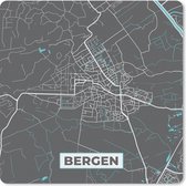 Muismat Klein - Bergen - Blauw - Kaart - Plattegrond - Stadskaart - 20x20 cm