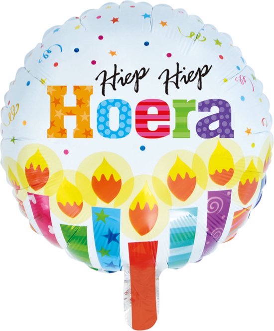 Foto: Folieballon hiep hiep hoera kaarsjes 46cm zonder vulling