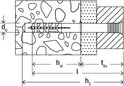 Schematische weergave van een plug in beton.