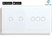 SmartinHuis – Slimme serieschakelaar (2) + dimmer – Wit – Wifi – Hotelschakelaar – 3 lampen