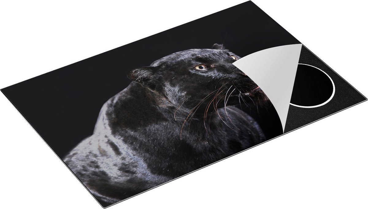 Chefcare Inductie Beschermer Zwarte Panterkop - Panter - 80x52 cm - Afdekplaat Inductie - Kookplaat Beschermer - Inductie Mat