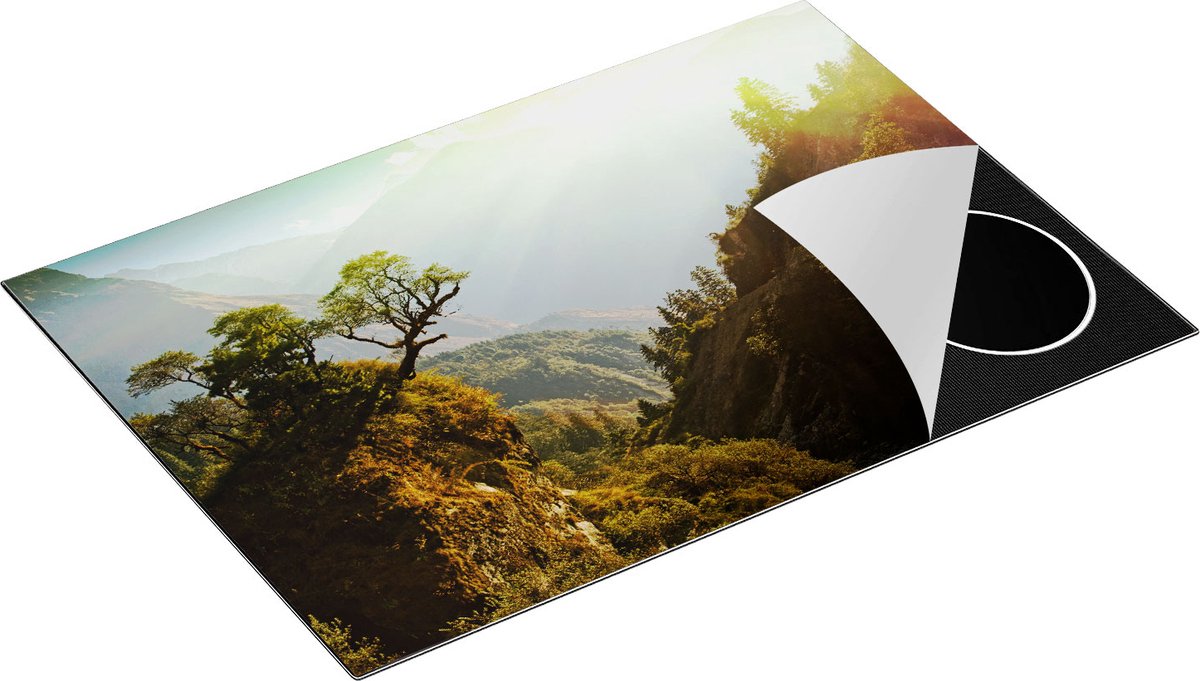 Chefcare Inductie Beschermer Bos in de Bergen met Zonneschijn - Kleur - 76x51,5 cm - Afdekplaat Inductie - Kookplaat Beschermer - Inductie Mat
