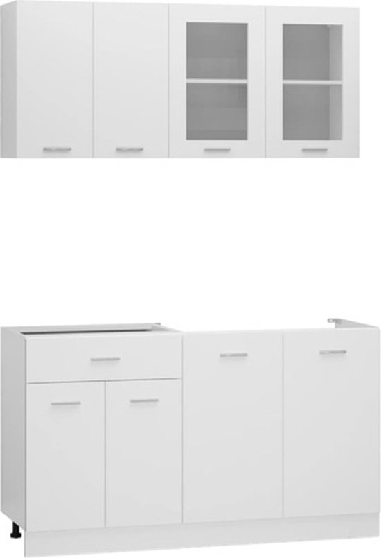 VidaXL 4-delige Keukenkastenset (wit)