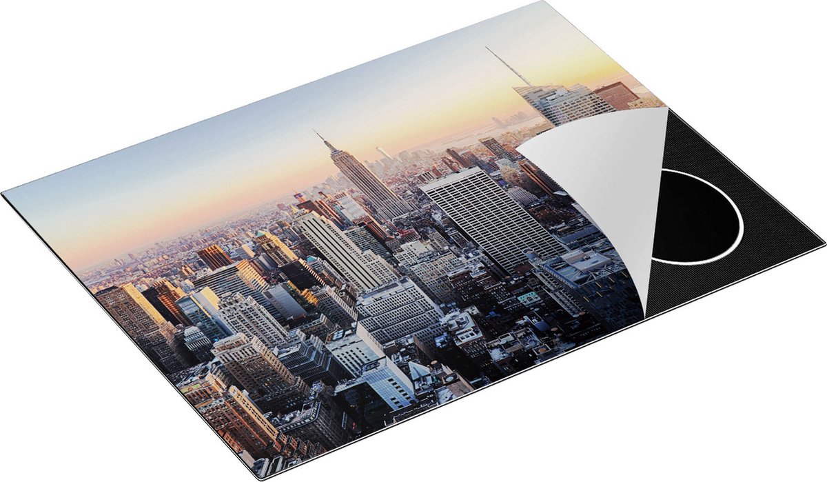 Chefcare Inductie Beschermer New York Skyline met Wolkenkrabbers - 70x50 cm - Afdekplaat Inductie - Kookplaat Beschermer - Inductie Mat