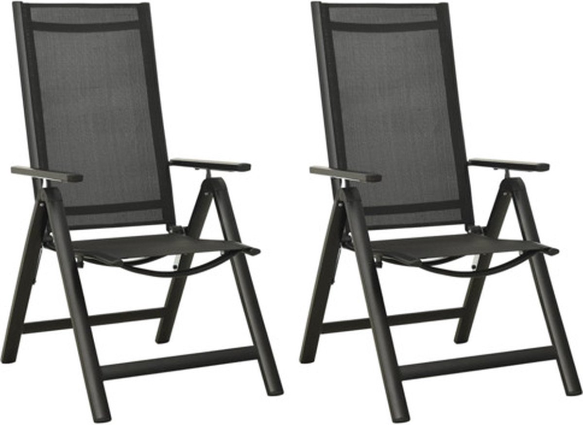 vidaXL - Tuinstoelen - 2 - st - inklapbaar - textileen - aluminium - zwart