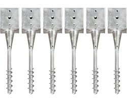 vidaXL - Grondpinnen - 6 - st - 12x12x56 - cm - gegalvaniseerd - staal - zilverkleurig