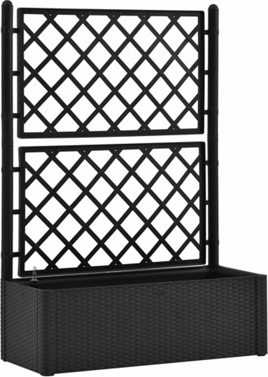 vidaXL - Plantenbak - hoog - met - latwerk - en - zelfbewateringssysteem - antraciet