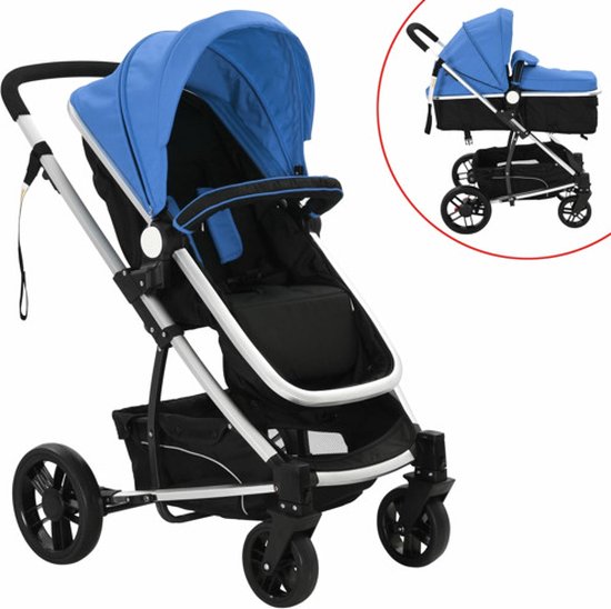 Overgang Tot ziens Verzamelen vidaXL Kinderwagen 2-in-1 aluminium blauw en zwart | bol.com