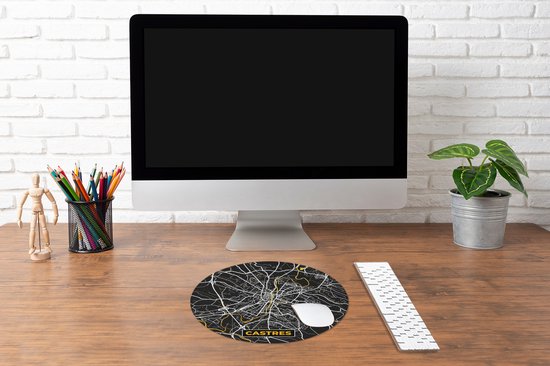 Muismat rond 40x40 cm - Mousepad Kaart - Stadskaart - Plattegrond - Castres - Frankrijk - Ronde muismatten - Stadskaart