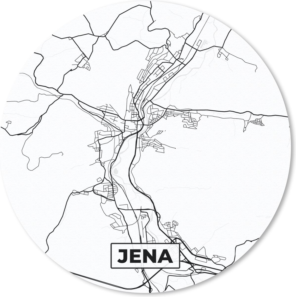 Muismat rond 30x30 cm - Mousepad Jena - Plattegrond - Kaart - Stadskaart - Ronde muismatten - Stadskaart