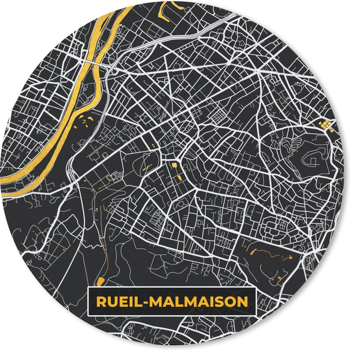Muismat - Mousepad - Rond - Stadskaart – Frankrijk – Kaart – Rueil-Malmaison – Plattegrond - 30x30 cm - Ronde muismat