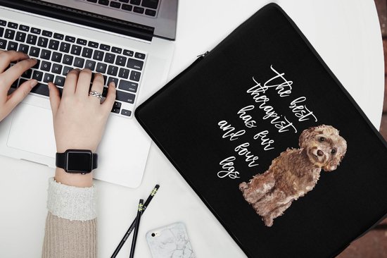 Housse pour ordinateur portable 15 pouces - Citations - Chiens - Le meilleur thérapeute a de la fourrure et quatre pattes - Housse pour ordinateur portable