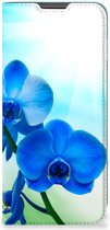 Stand Case met foto Motorola Moto G22 Telefoonhoesje Orchidee Blauw