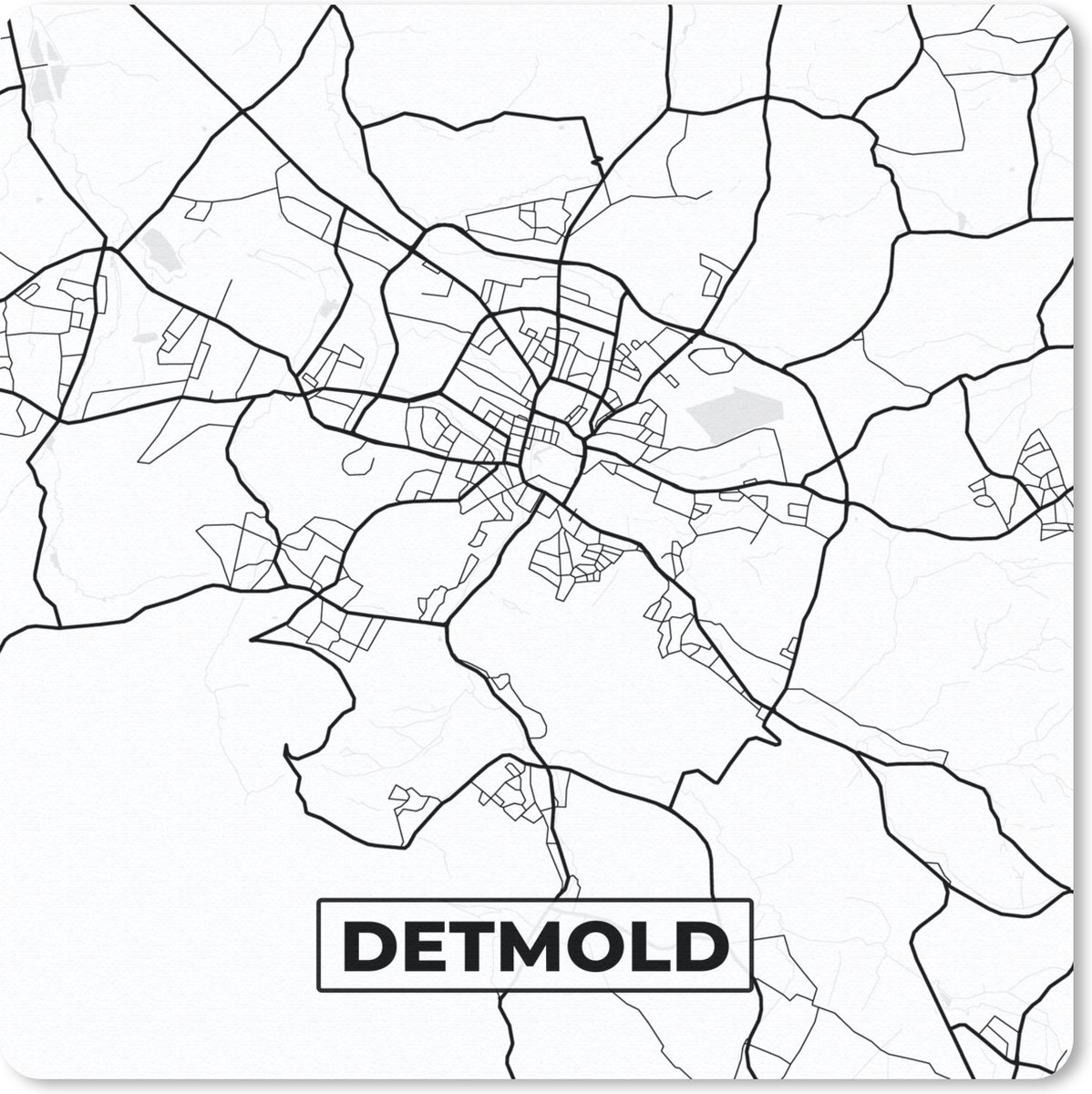 Muismat 20x20 cm - Mousepad Detmold - Plattegrond - Kaart - Stadskaart - Muismatten - Stadskaart