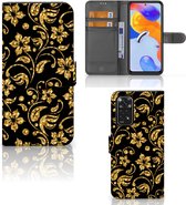 Telefoonhoesje Xiaomi Redmi Note 11 Pro 5G/4G Bookcase Cadeau voor Oma Gouden Bloemen