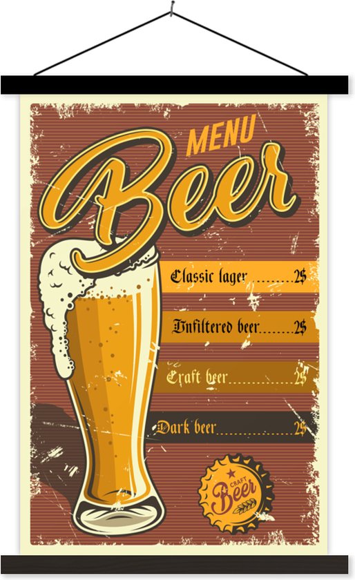 Affiche scolaire - Mancave - Bières - Vintage - Publicité - 40x60 cm - Lattes noires