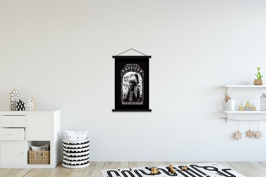 Affiche scolaire - Indien - Vintage - Zwart - Wit - 60x90 cm - Lattes noires