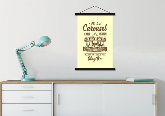Affiche scolaire - Fête foraine - Jaune - Vintage - 60x90 cm - Lattes noires