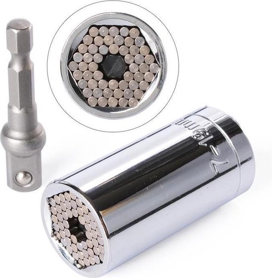GS gator grip universele dopsleutel 7 tot 19mm - 1/4'' en 3/4'' - Incl. universele adapter