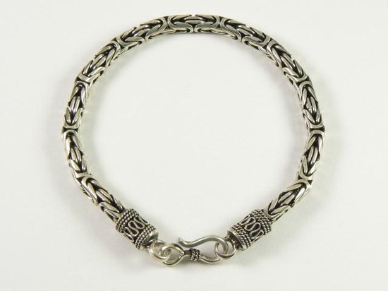Zware zilveren armband met koningsschakel - 22 cm