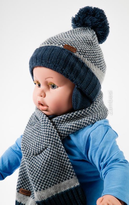 Baby doorsteek sjaal met fleeze /blauw.80x9 cm | bol.com
