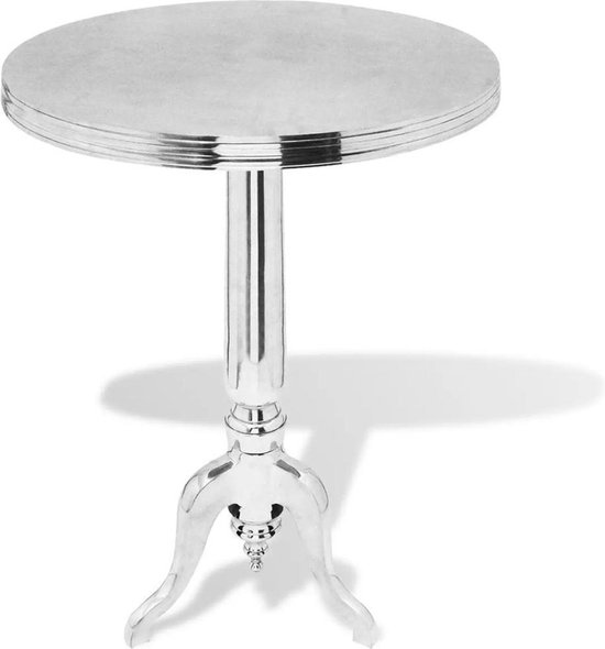 Konijn Omtrek Alternatief Bijzettafel tafel salontafel rond zilver grijs 55x76cm | bol.com