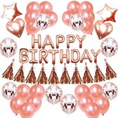 Happy birthday set - Ballonnen - Slinger - Versiering - Verjaardag - Rose