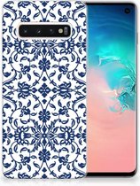 Smartphone Hoesje Geschikt voor Samsung S10 Flower Blue