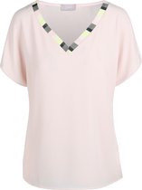 Cassis - Female - T-shirt in twee stoffen  - Bleekroze
