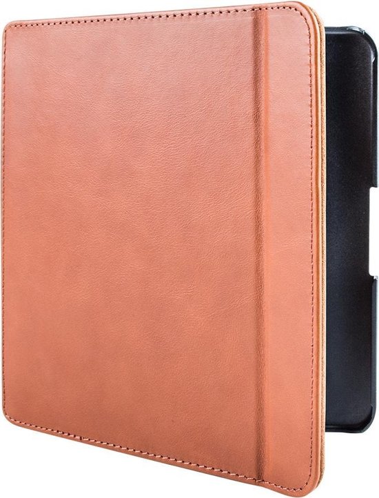 Lunso - Lederen sleepcover hoes - Geschikt voor Kobo Forma (8 inch) - Cognac van Lunso — afbeelding 5