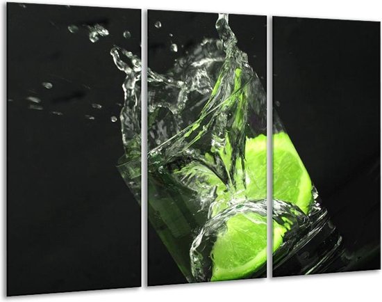 GroepArt - Schilderij -  Keuken - Groen, Wit, Zwart - 120x80cm 3Luik - 6000+ Schilderijen 0p Canvas Art Collectie
