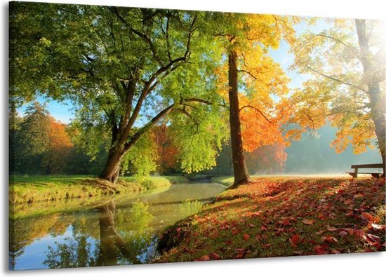 Canvas schilderij Herfst | Oranje, Bruin, Groen |