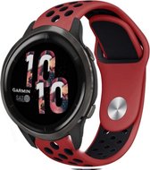 Siliconen Smartwatch bandje - Geschikt voor  Garmin Venu 2 sport bandje - 45mm - rood/zwart - Strap-it Horlogeband / Polsband / Armband