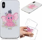 Voor iPhone XS Max 3D-patroon transparant TPU-hoesje (Pink Weevil)