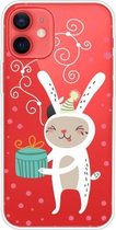 Trendy Cute Christmas Patterned Case Clear TPU Cover Phone Cases Voor iPhone 12 mini (Gift Rabbit)