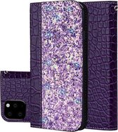 Krokodiltextuur Glitterpoeder Horizontale leren flip-hoes met kaartsleuven en houder voor iPhone 11 Pro Max (paars)