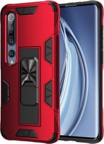 Voor Xiaomi Mi 10 5G / 10 Pro 5G Armor Schokbestendig TPU + PC Magnetische beschermhoes met onzichtbare houder (rood)