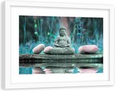 Foto in frame , Boeddha  op water , 120x80cm , Multikleur, Premium print