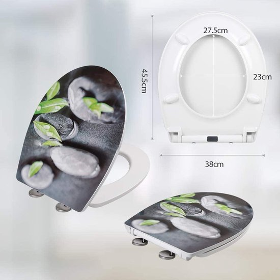 WOLTU WS2586 Toiletbril toilethoes Antibacterieel in Plastic,WC bril WC deksel met Quick Release knoop en Softclose,Wit