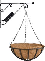 Hanging basket 35 cm met metalen muurhaak en kokos inlegvel - Complete hangmand set van gietijzer