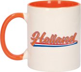 Holland beker / mok wit en oranje - 300 ml - oranje supporter / fan