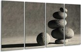 GroepArt - Glasschilderij - Stenen - Zwart, Grijs, Wit - 160x80cm 4Luik - Foto Op Glas - Geen Acrylglas Schilderij - 6000+ Glasschilderijen Collectie - Wanddecoratie