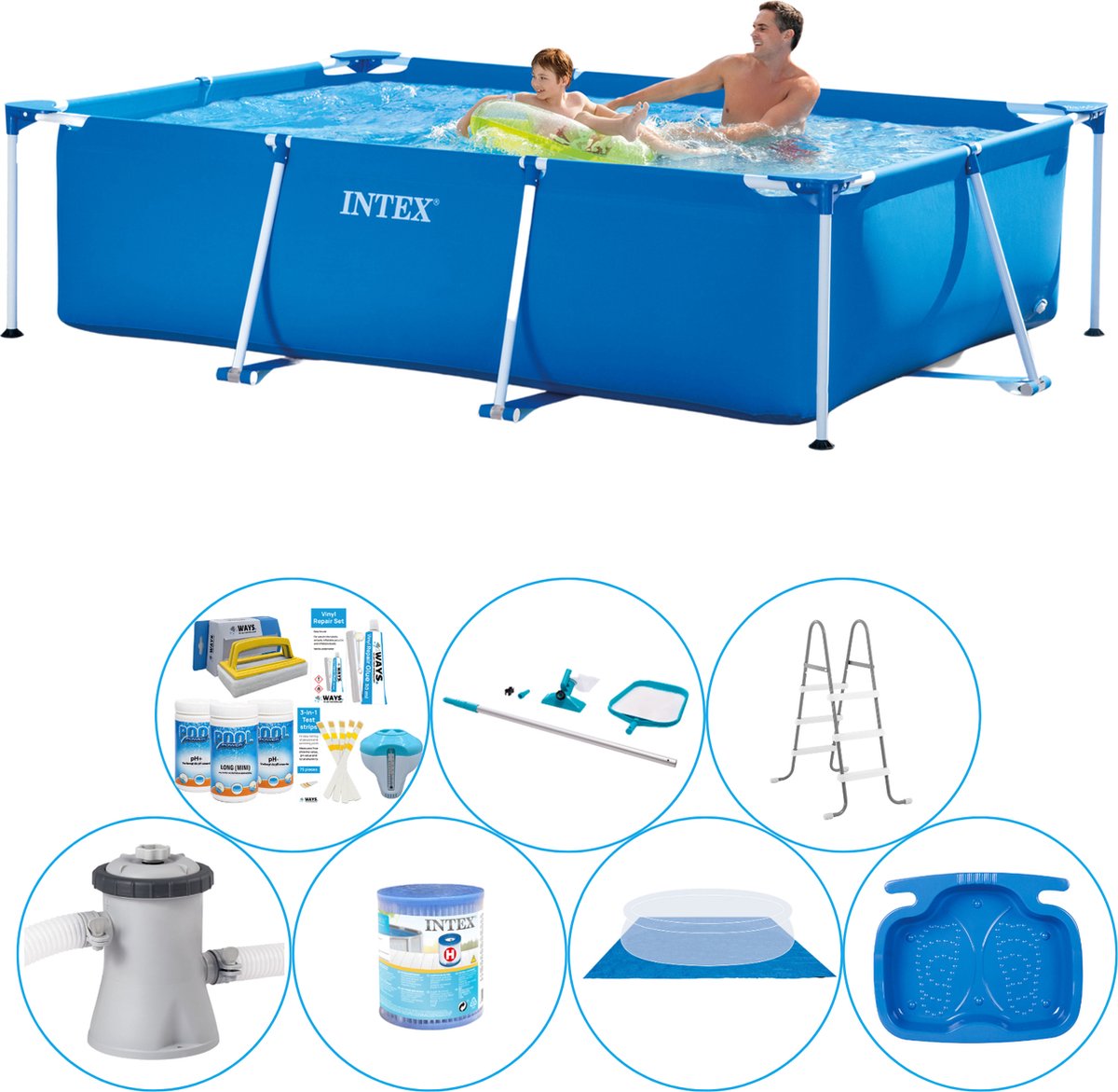 Frame Pool Rechthoekig 260x160x65 cm - 8-delig - Zwembad Bundel