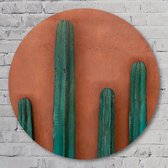 Muurcirkel ⌀ 40 cm - Cactus - Aluminium Dibond - Landschappen - Rond Schilderij - Wandcirkel - Wanddecoratie