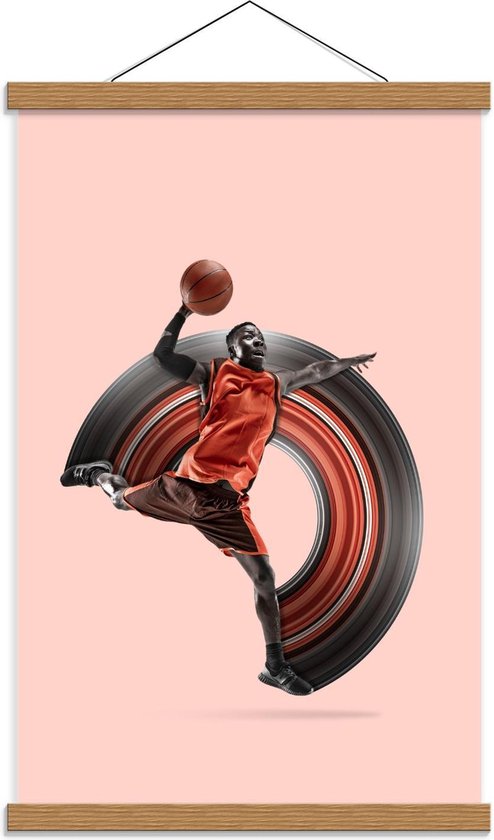 Schoolplaat – Loopje van Basketballer - 40x60cm Foto op Textielposter (Wanddecoratie op Schoolplaat)
