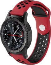 Siliconen Smartwatch bandje - Geschikt voor  Samsung Galaxy Watch sport band 46mm - rood/zwart - Horlogeband / Polsband / Armband